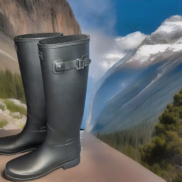 Hunter Women's Size 6 Rain boot Original Tall Black Matte - Picture 8 of 11
